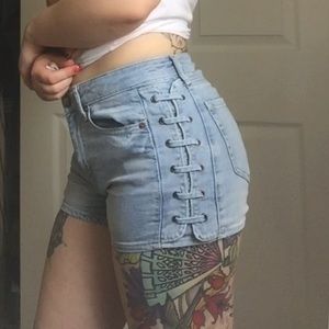 Light wash jean shorts